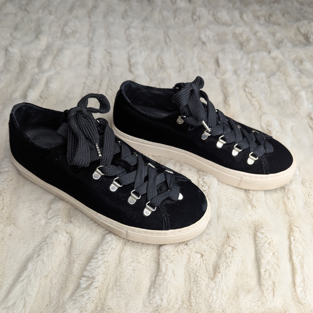 All Saints Black Velvet Athletic Shoes